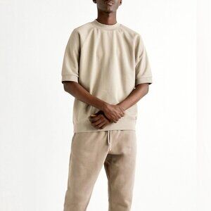 Fear of God Essentials Seal Waffle Knit Short Sleeve Sweatshirt in Seal Gray Sz